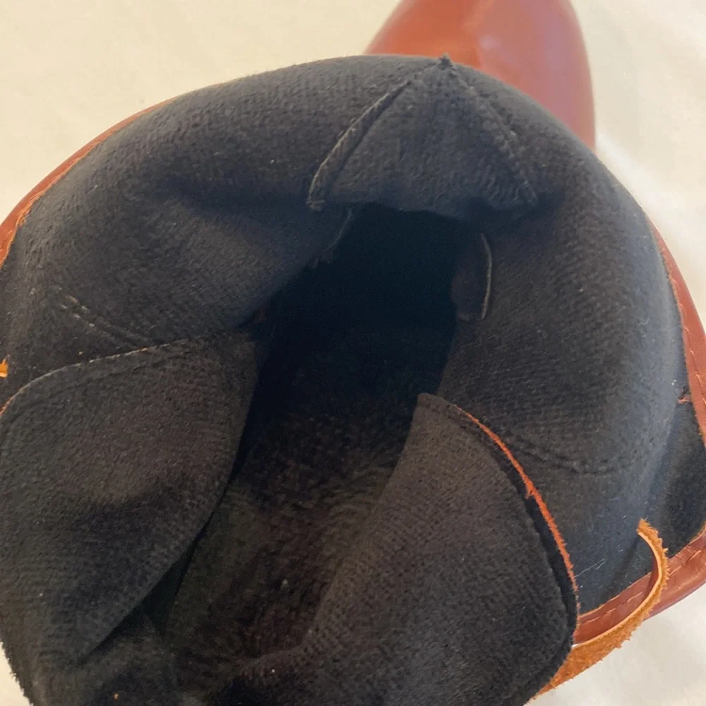 Boutique cognac western boots. Sz 6.5 Leather wraps faux leather and sue… - Picture 14 of 14